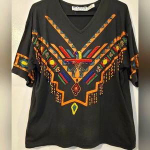 Vintage Western Connection Multicolor Beaded Western Tribal Concert Tshirt